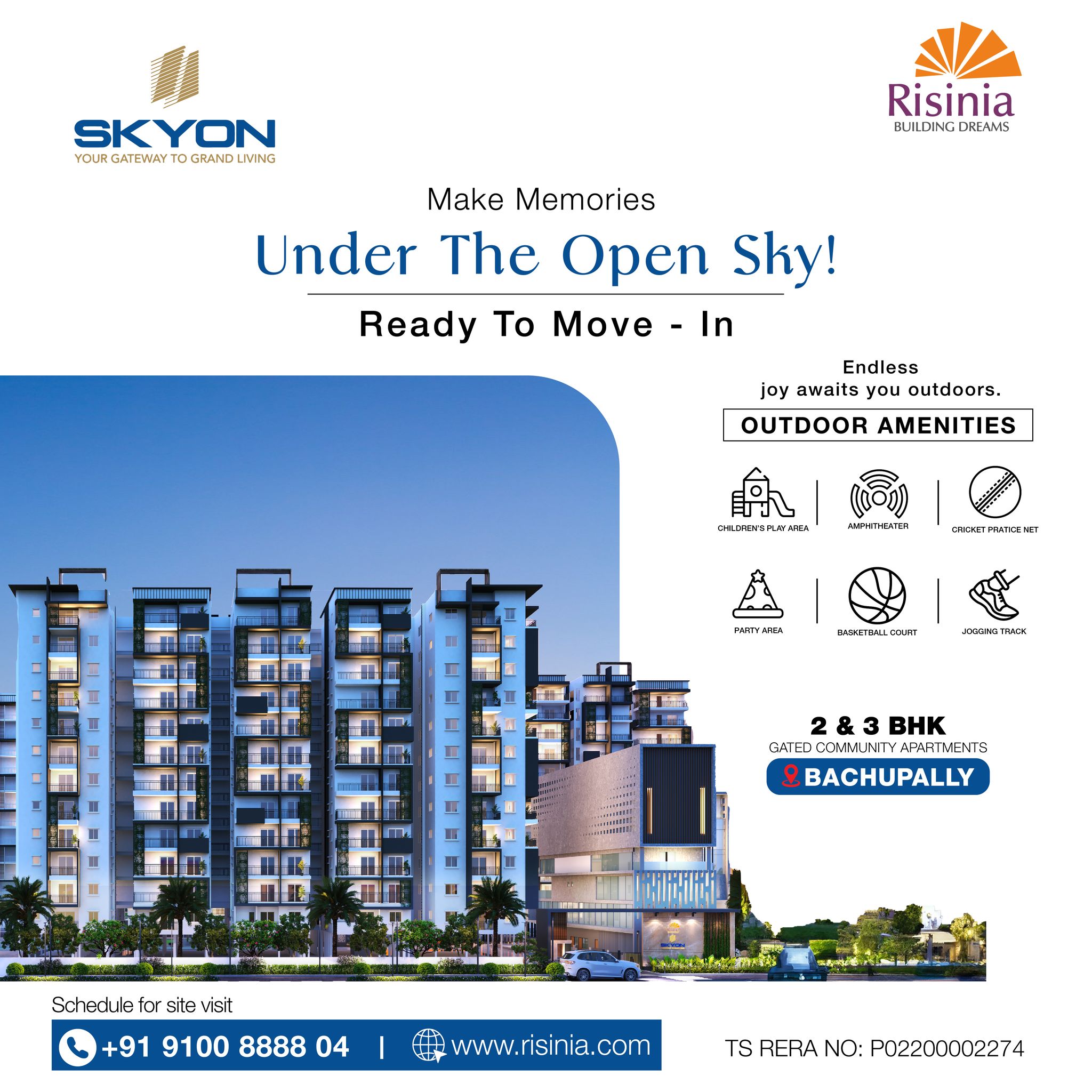 2 and 3BHK Flats for Sale in Bachupally | Risinia Builders