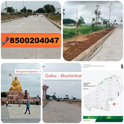 HMDA GATED RESIDENTIAL OPEN PLOTS With Clubhouse & Swimming pool @GOLLUR, Near Shamshabad