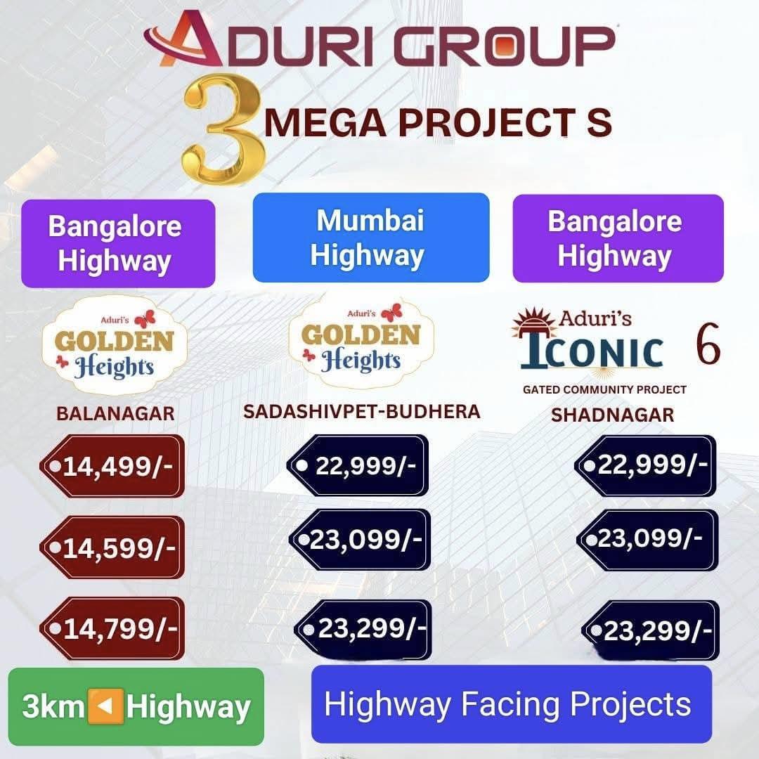 Aduri’s Golden Heights,Aduri’s Golden Heights @Rajapur, Golden heights rajapur price, Aduri Group Shadnagar.