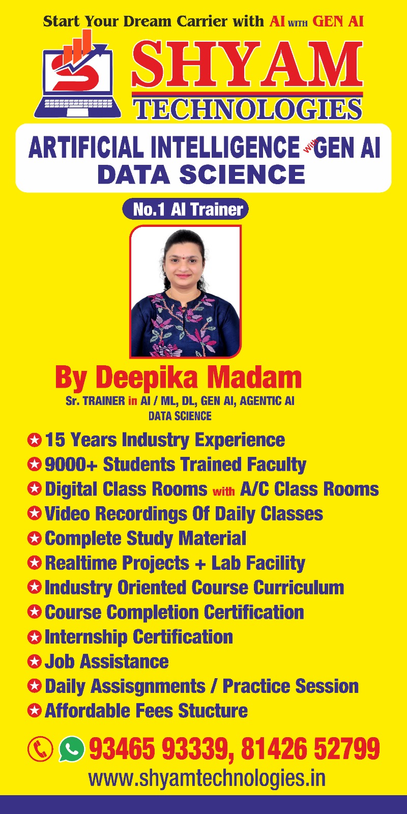 shyamtechnologies Artifical Intelliengence (AI/ML)course in Hyderabad