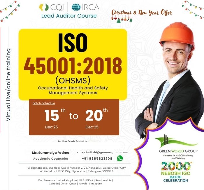 ISO 45001 Lead Auditor Course in Hyderabad!