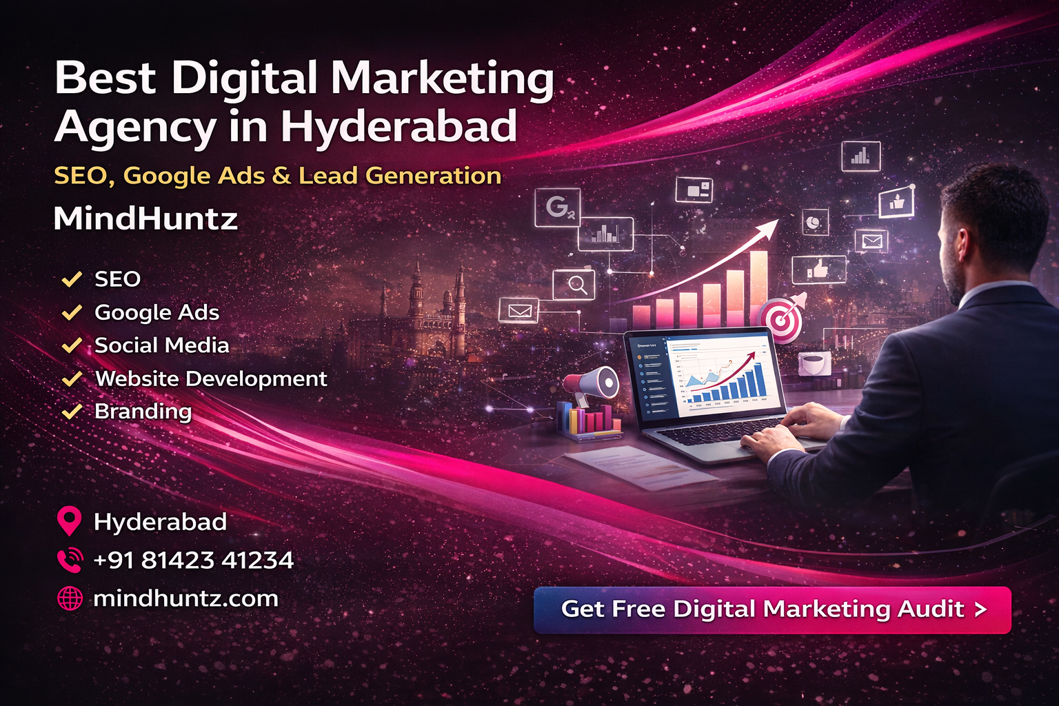 Best Digital Marketing Agency in Hyderabad – SEO, Google Ads & Lead Generation | MindHuntz