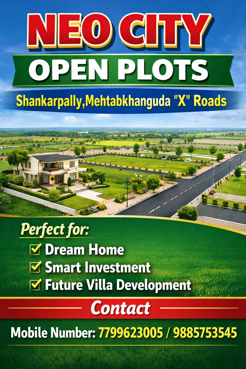 Call@9885753545.NEO CITY,Shankarpally – Mehtabkhanguda ‘X’ Roads Open Premium Gated Layout Open Plots For Sale in Shankarpally Contact Mobile Number