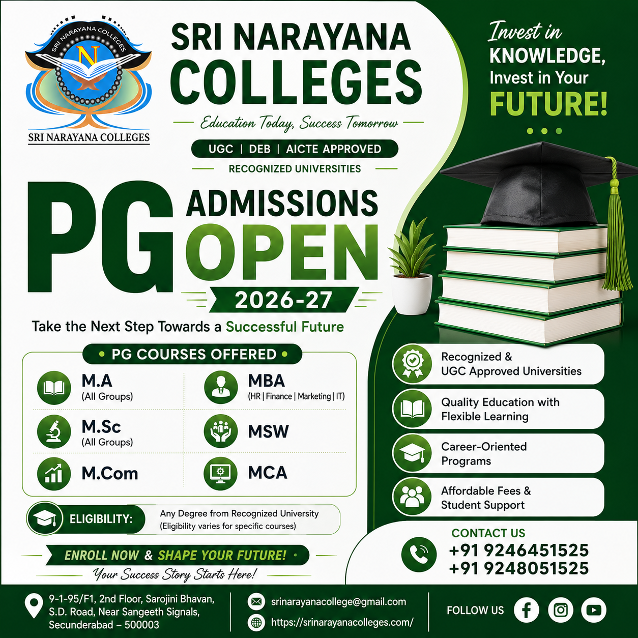 Government Recognized University For Distance PG Courses-Sri Narayana College