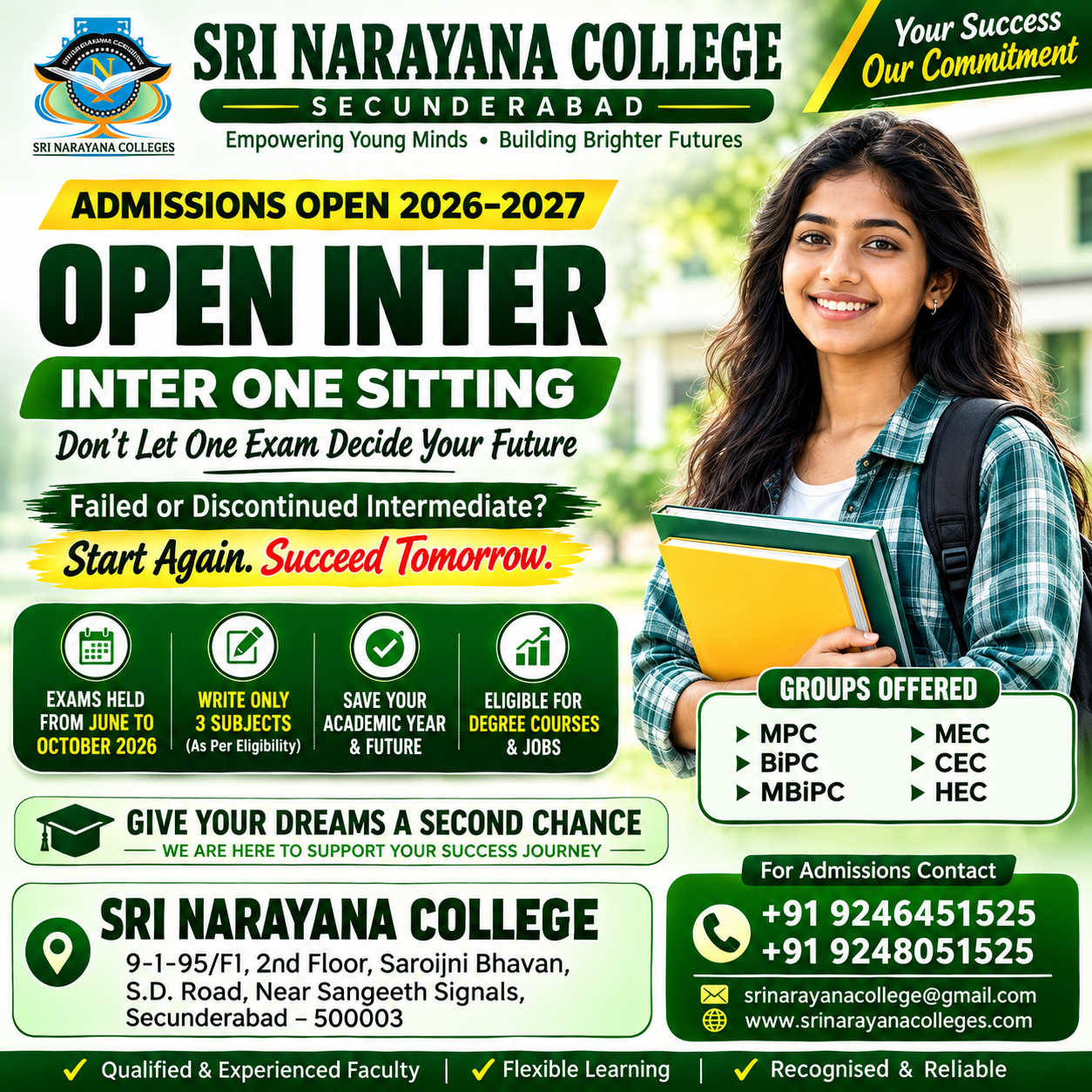 Open inter admission without regular college